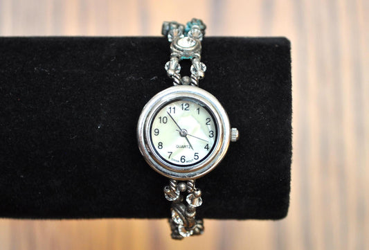 Amazing Quartz Women's Steel Back Intricate Beading Watch - Quartz Flower Beaded Watch - Not Working!