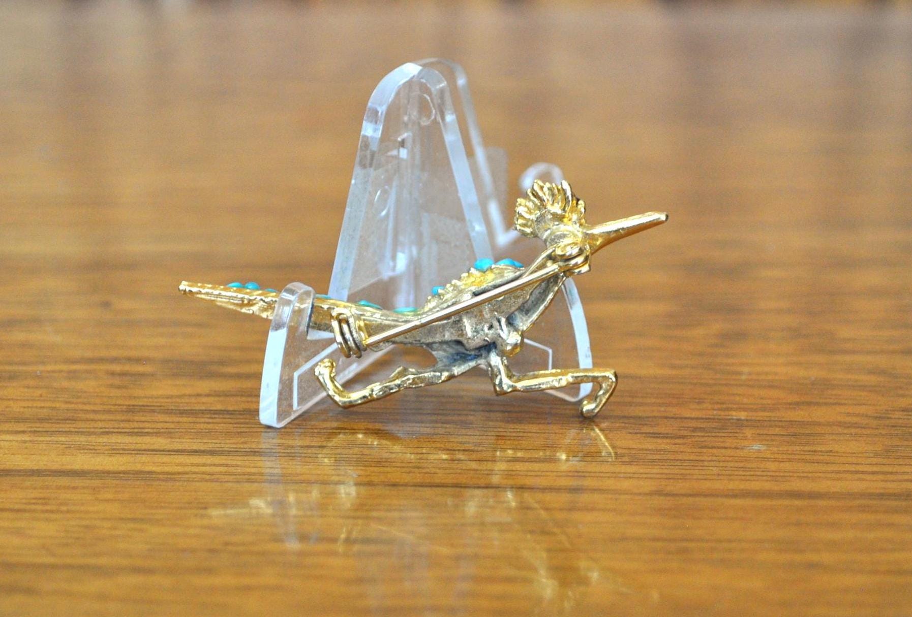 Beautiful Roadrunner Brooch Pin! - Vintage Roadrunner Brooch - Lovely Piece, Roadrunner Jewelry
