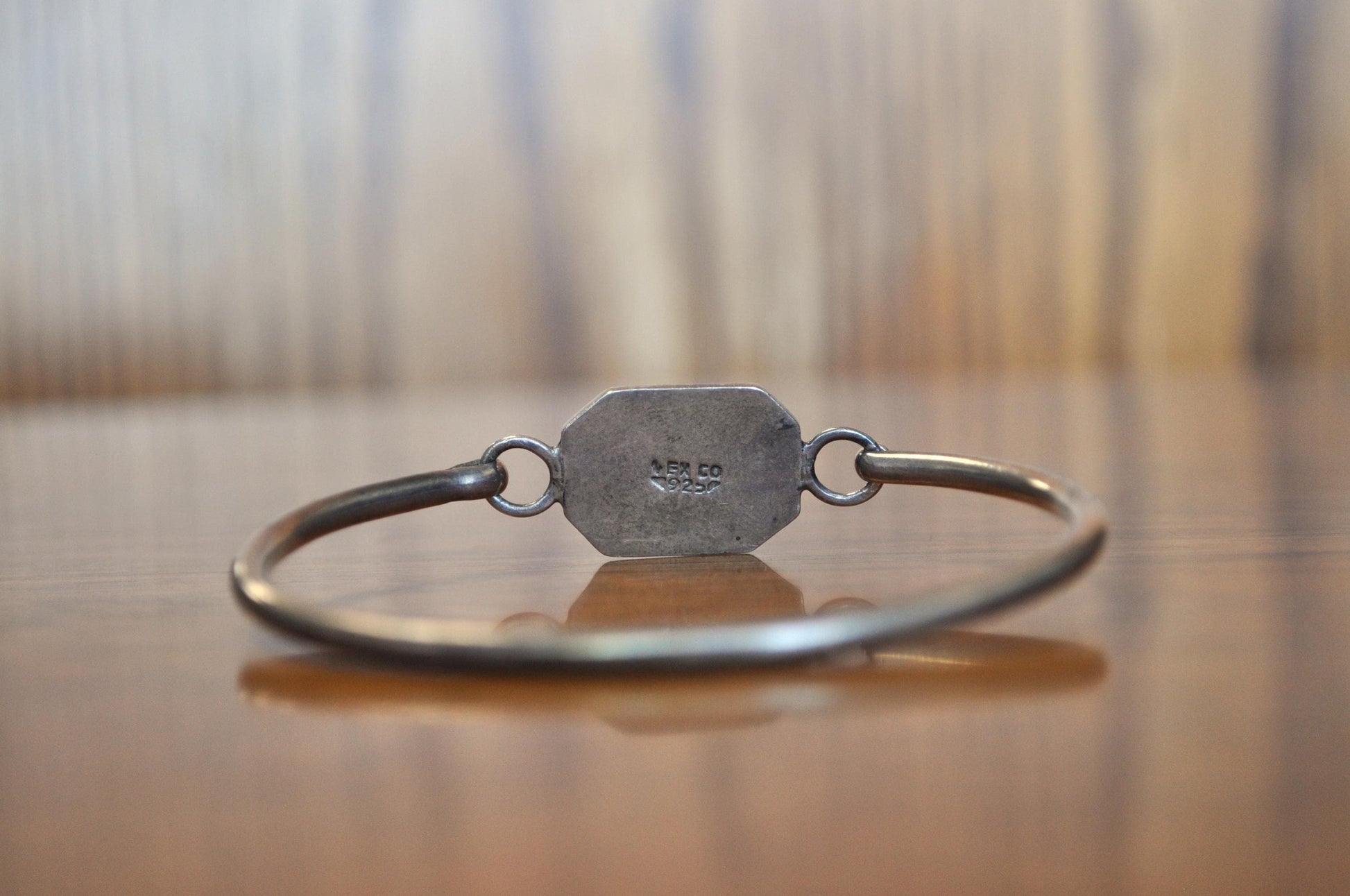 Rare Mexican 925 Sterling Silver Fire Glass Bracelet - Stunning Vintage "Mexico 925" Stamped Fire Glass Bracelet - 6.5 mm Wide, 5 mm Height