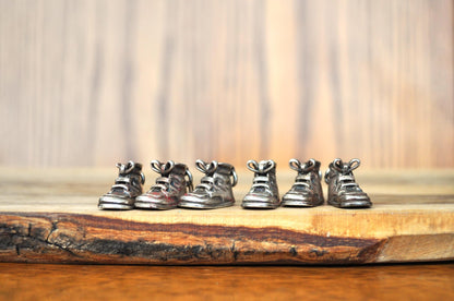 Antique 50's Inscribed Sterling Silver Baby Shoes By Napier Three Dimensional - Inscribed Names and Dates - Napier 3-D Baby Boots Charm