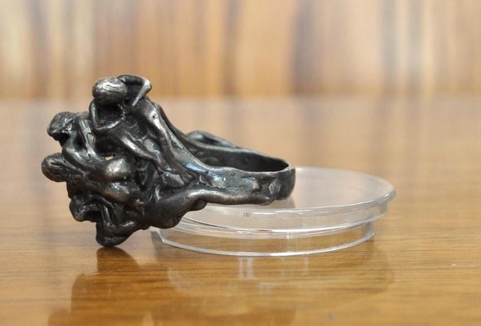 Unique Hand Made Sterling Silver Sex Orgy Style Ring - 925 Sex Ring - Size 10 - Large 925 Sex Ring