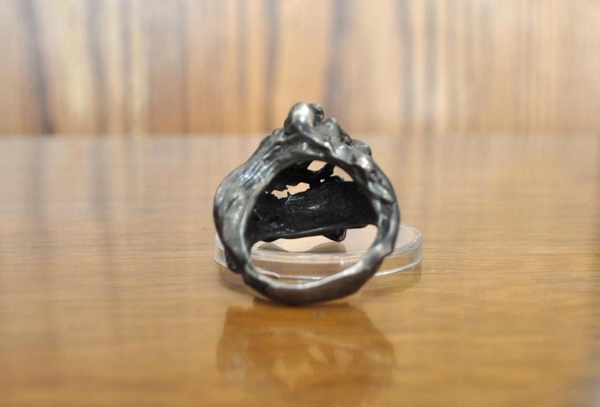 Unique Hand Made Sterling Silver Sex Orgy Style Ring - 925 Sex Ring - Size 10 - Large 925 Sex Ring
