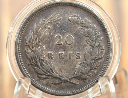 1892 Portuguese 20 Reis Portugal - Republica Portugesa Twenty Reis XX Ried 1892 - XF Condition - Old Portuguese Coin