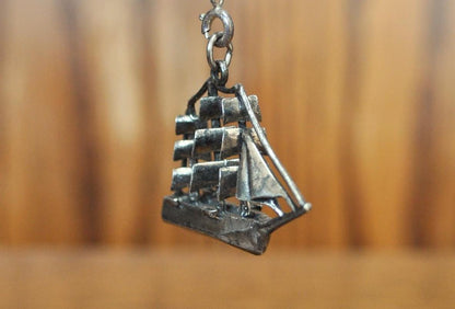 Antique 925 Sterling Silver Clipper/Barque Ship Charm - Sterling Silver Ship Charm - 19th Century Trading Ship Charm