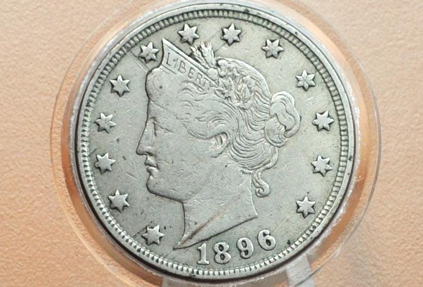 1896 V Nickel - Choose by Grade / Condition - 1896 Liberty Head Nickel - Philadelphia Mint - Better Date - Nickel Collection