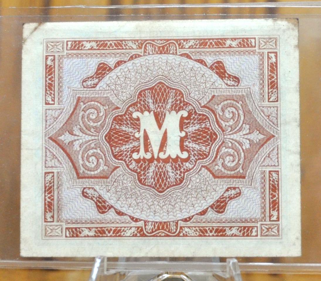 1944 Germany 1/2 Mark 50 Pfennig Note - Allied Military WWII Issue - 1944 German Half Mark Fifty Pfennig Allied Military Banknote - P#191a