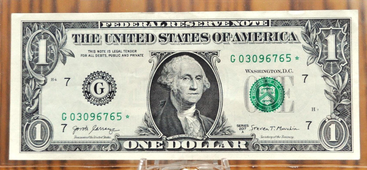 2017A 1 Dollar Federal Reserve Star Note - Almost Uncirculated (AU) - Chicago (G) Issue - 2017-A One Dollar Star Note - Fr.3006-G*