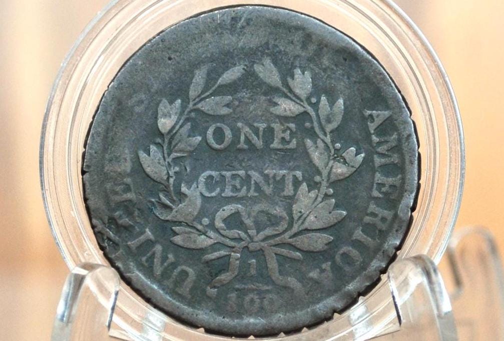 1801 Draped Bust Large Cent - Damaged - US Large Cent 1801 One Cent US - Rarer Date, Competitively Priced