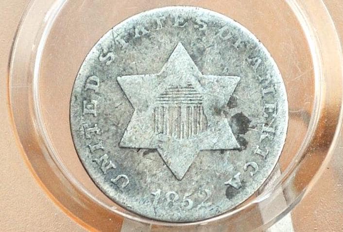 1852 Three Cent Silver US Coin - Choose by / Grade / Condition - 1852 3 Cent - Trimes / Silver 3 Cent Pieces - Good Type Coin