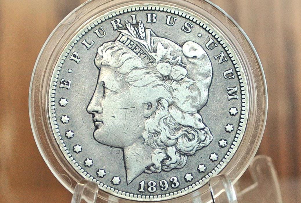 Authentic 1893 CC Morgan Dollar - VF - 1893 Carson City Mint Silver Dollar - 1893CC Morgan Silver Dollar - Tough Date!
