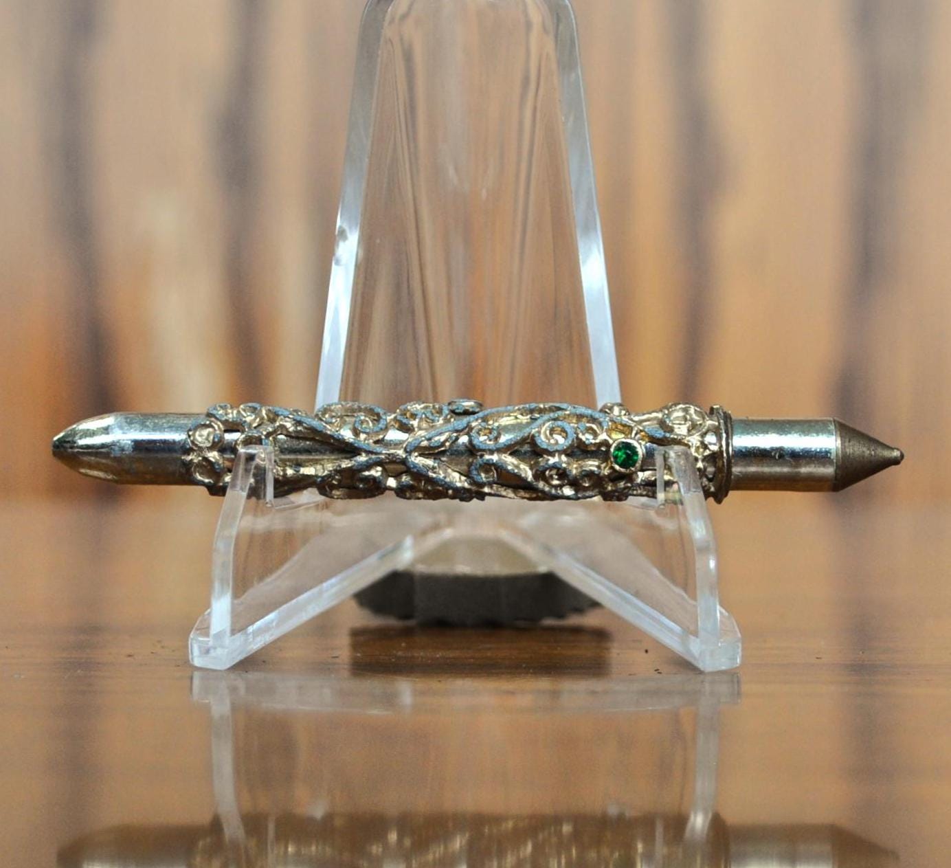 Vintage Compact Gold Tone Filigree Travel Pen - Pen Only - Does Not Work, Needs Ink - 1950s Mini Gold Filigree Elegant Travel Pen