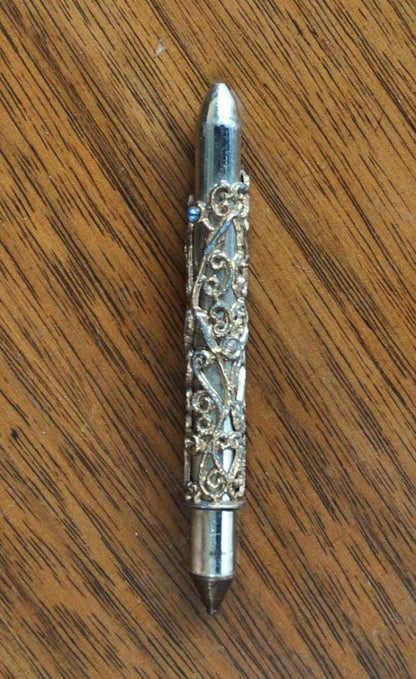Vintage Compact Gold Tone Filigree Travel Pen - Pen Only - Does Not Work, Needs Ink - 1950s Mini Gold Filigree Elegant Travel Pen