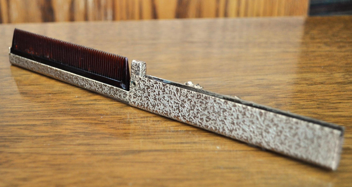 Vintage Compact Ornate Brass Folding Pocket Comb - Birds and Nest Design - Amazing Gold Filigree Mini Foldable Pocket Travel Hair Comb