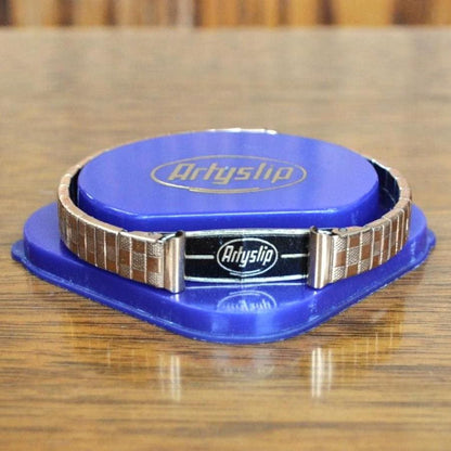 Vintage Artyslip 8mm Gold-Toned Ladies Cocktail Watch Band Cuff - New Old Stock, In Box - West Germany - Awesome Boxed Artyslip Watch Band