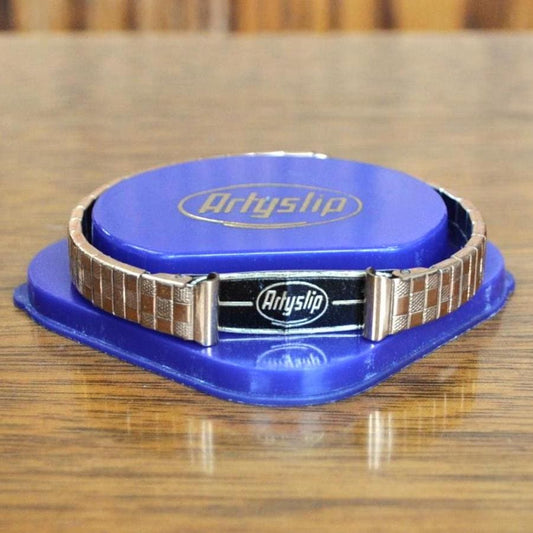 Vintage Artyslip 8mm Gold-Toned Ladies Cocktail Watch Band Cuff - New Old Stock, In Box - West Germany - Awesome Boxed Artyslip Watch Band
