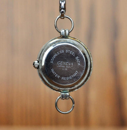 Vintage Geneva Silver-Toned Ladies Watch Charm - 18mm Dial - Beautiful Geneva Silver Ladies Watch Case Charm - Working, New Battery