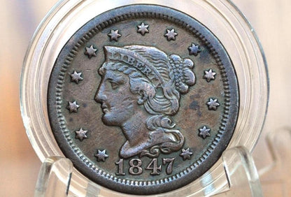 1847 Braided Hair Large Cent - Choose by Grade / Condition - 1847 Coronet Cent - 1847 US Large Cent - Braided Hair 1839 to 1857