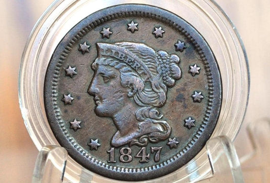 1847 Braided Hair Large Cent - Choose by Grade / Condition - 1847 Coronet Cent - 1847 US Large Cent - Braided Hair 1839 to 1857