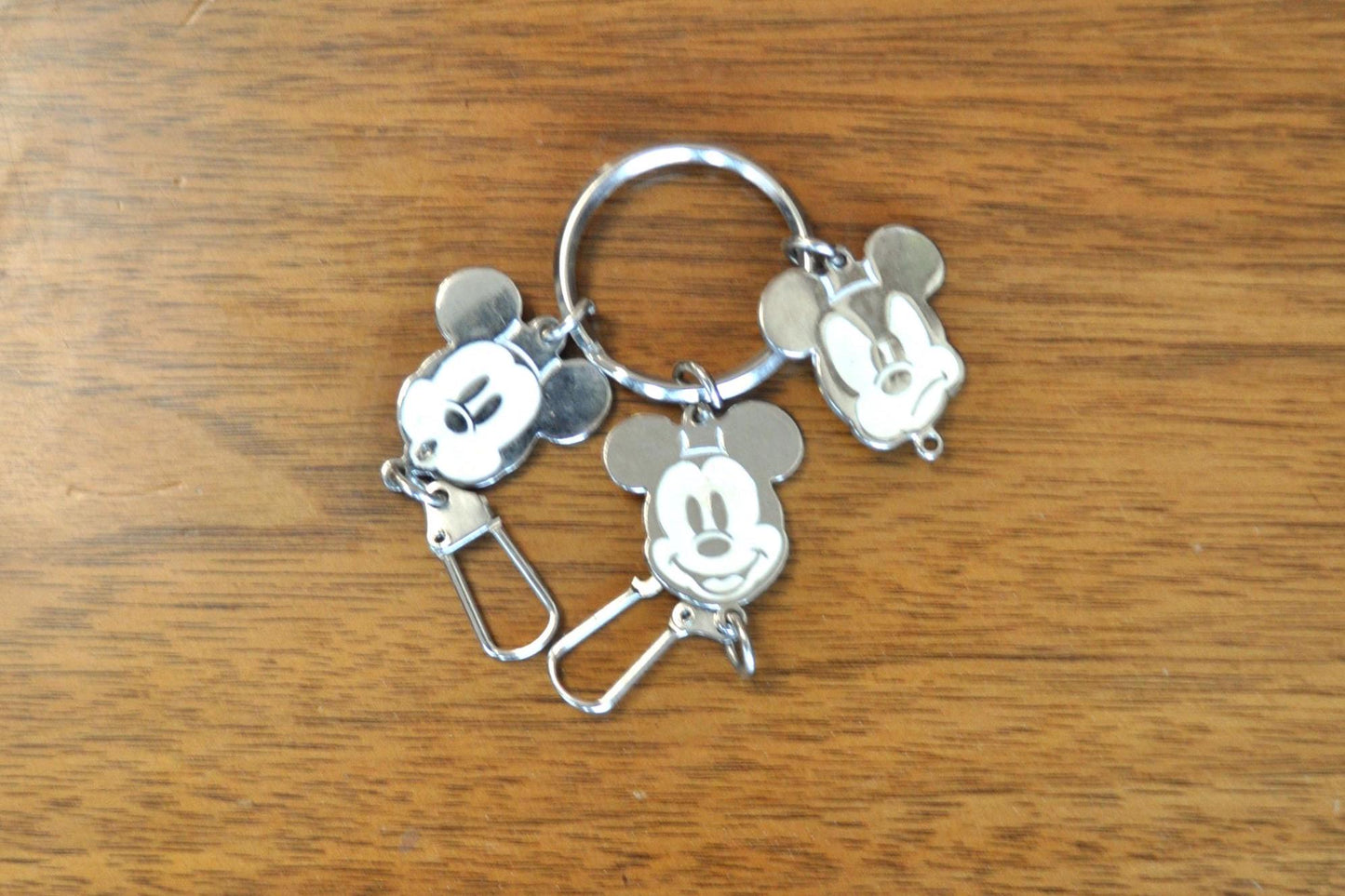 Rare Disney Three Faces of Mickey Mouse Keychain Charm - Inscribed "Disney" and "Lucky" - Collectible Vintage Disney Charm!