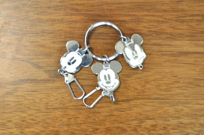 Rare Disney Three Faces of Mickey Mouse Keychain Charm - Inscribed "Disney" and "Lucky" - Collectible Vintage Disney Charm!