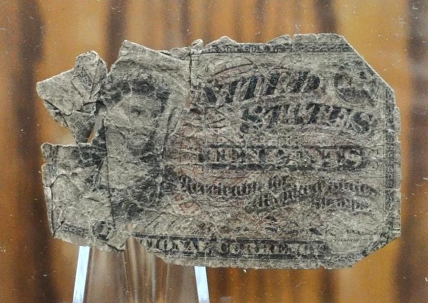 Authentic 1863 10 Cent Fractional Note Fr#1257 / 1863 Fractional Currency - Cull Grade / Condition - 2nd Issue Fractional Note Fr1257