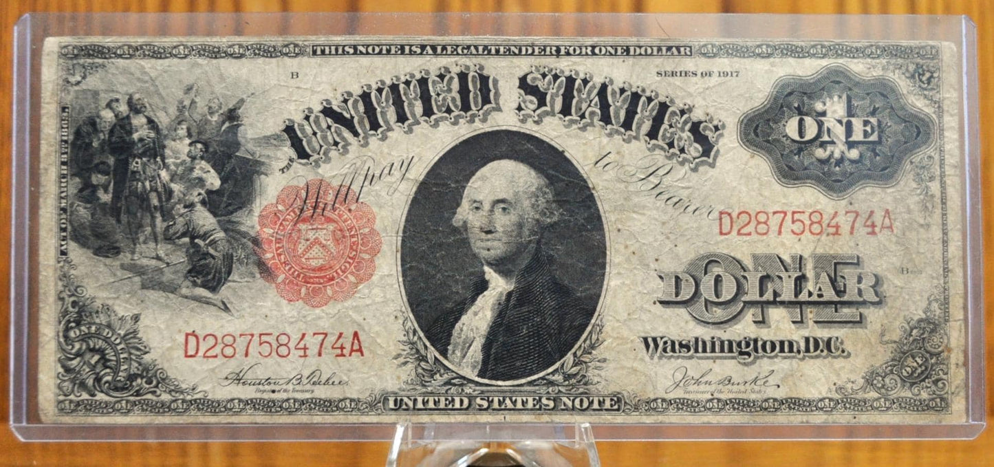 1917 1 Dollar Bill Legal Tender Mule Note - VF (Very Fine) Grade - 1917 Horse Blanket Mule One Dollar Red Seal Note - Fr#39m