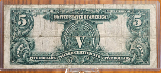 1899 5 Dollar Silver Certificate Chief Note - VF (Very Fine) Grade - Horseblanket Note, Five Dollar Indian Chief Running Antelope - Fr.277