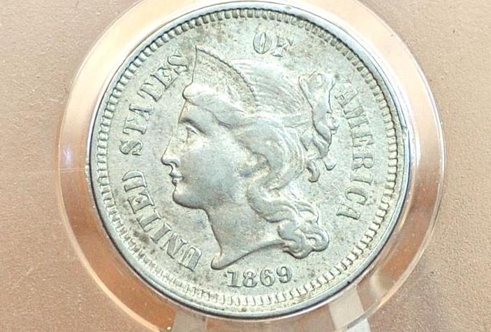 1869 Three Cent Nickel US Coin - Choose by Grade / Condition - Civil War Era - 3 Cent Nickel 1869