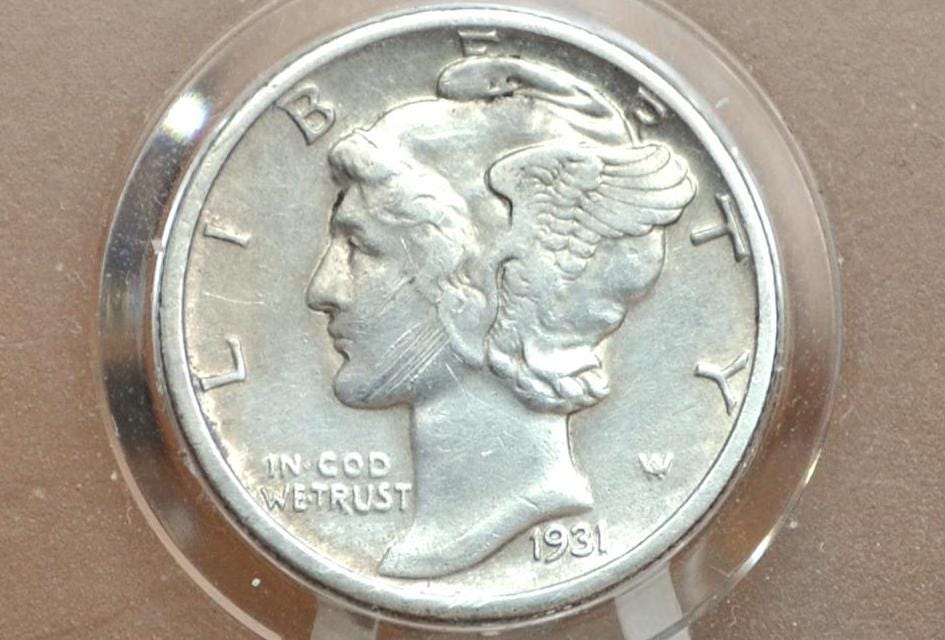 1931-D Mercury Silver Dime - Choose by Grade / Condition - Denver Mint - 1931 D Winged Liberty Dime - Semi-Key Date