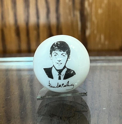 RARE Set of 4 Vintage Large White The Beatles Signature Marbles - Complete Set - Official Beatles Signature Portrait White Marbles Set