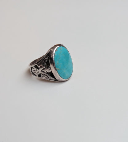 Rare Sterling Silver Men's Turquoise Silver Thunderbird Ring - Size 10 - Rare Native American Jewelry