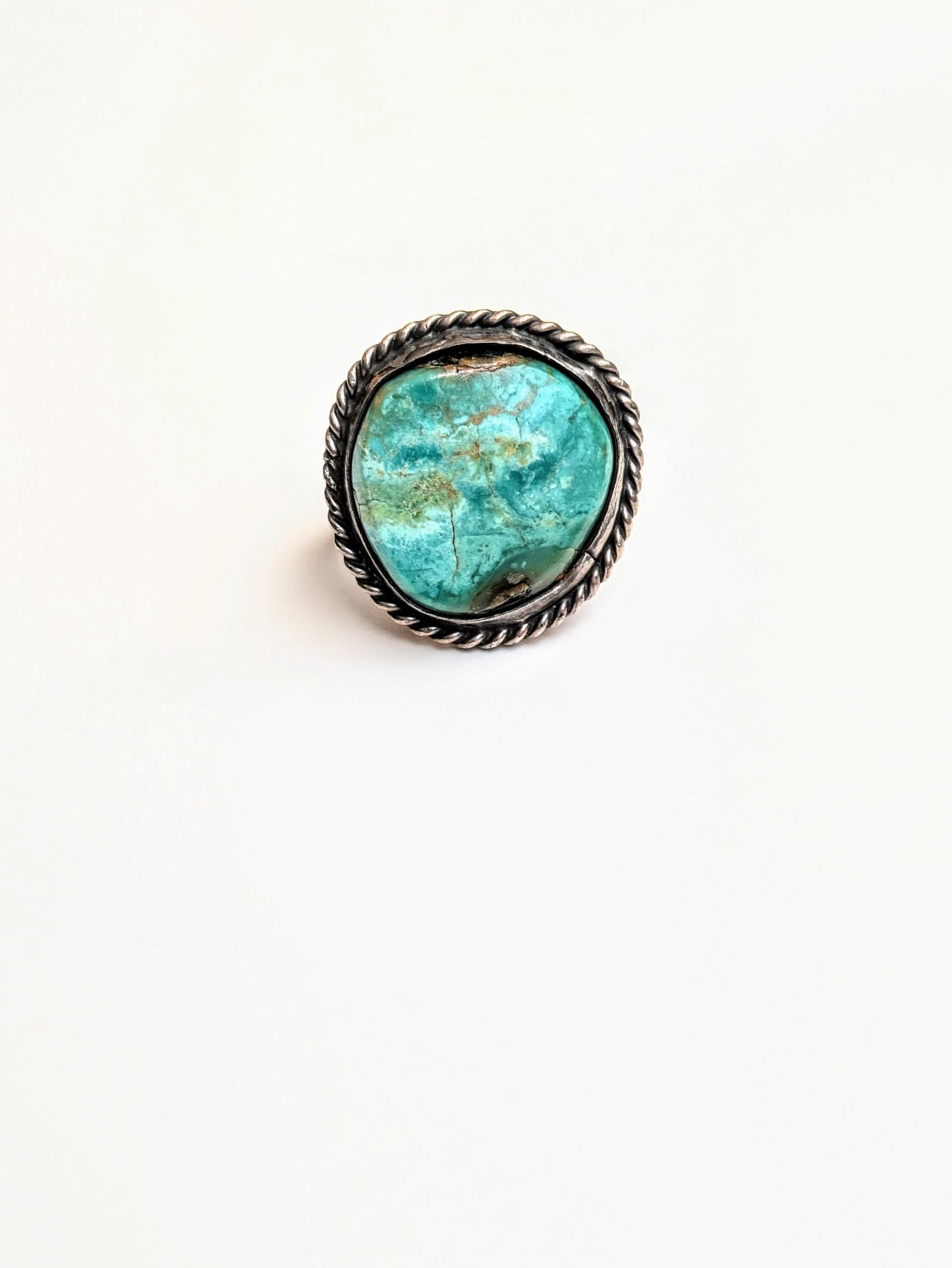 Incredible Sterling Silver Fox Turquoise Ring - Size 7 - Rare Native American Jewelry - Coiled Dome Ring
