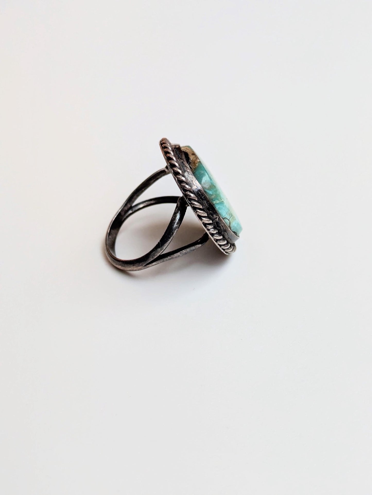 Incredible Sterling Silver Fox Turquoise Ring - Size 7 - Rare Native American Jewelry - Coiled Dome Ring