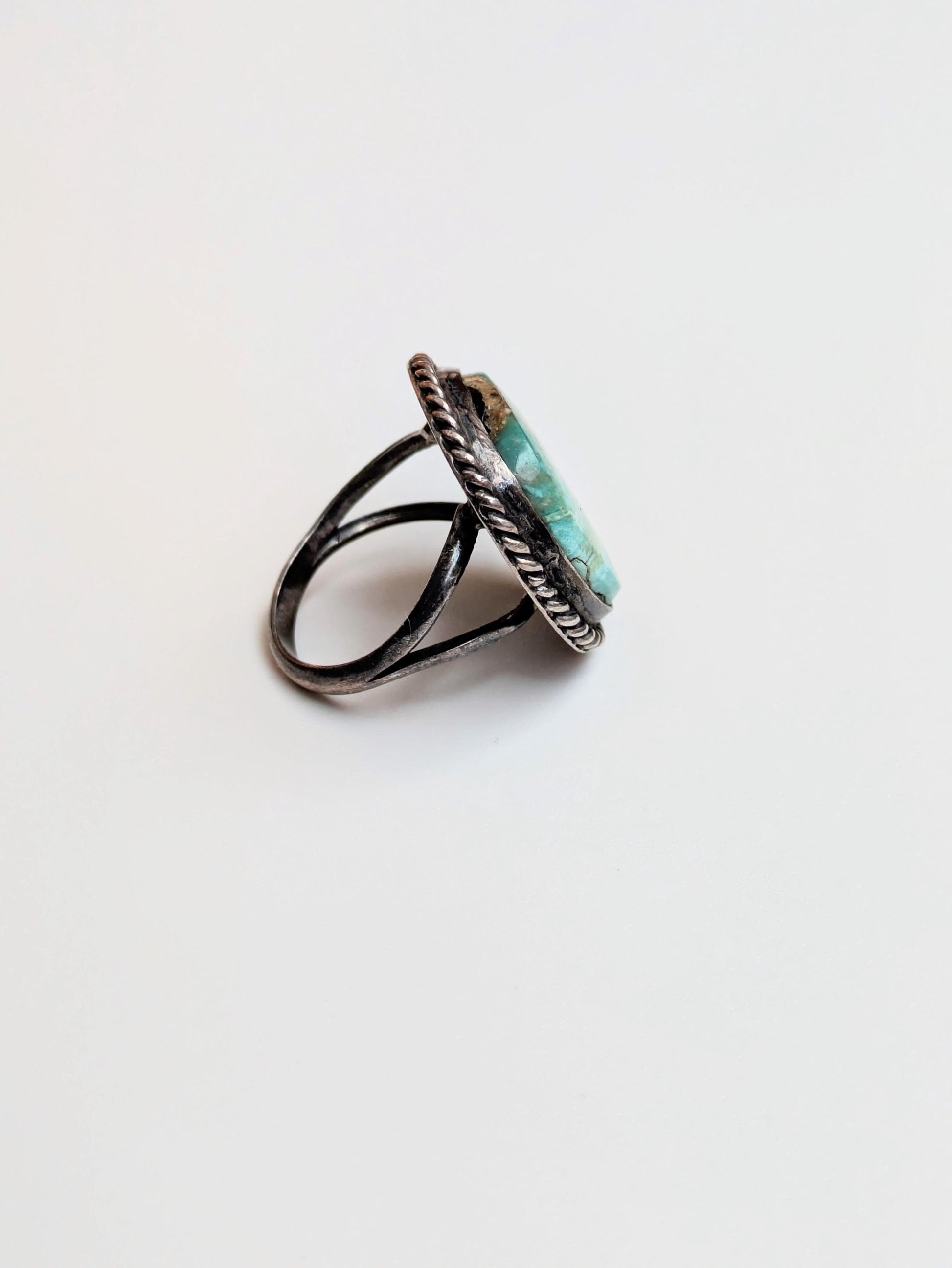 Incredible Sterling Silver Fox Turquoise Ring - Size 7 - Rare Native American Jewelry - Coiled Dome Ring