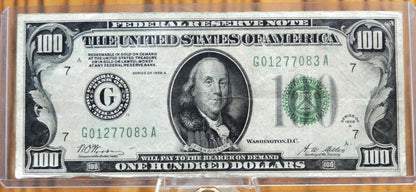 1928A Federal Reserve 100 Dollar Note - Dark Green Seal - Chicago (G) - Redeemable in Gold - 1928 A One Hundred Dollar IL Note - Fr.2151-G