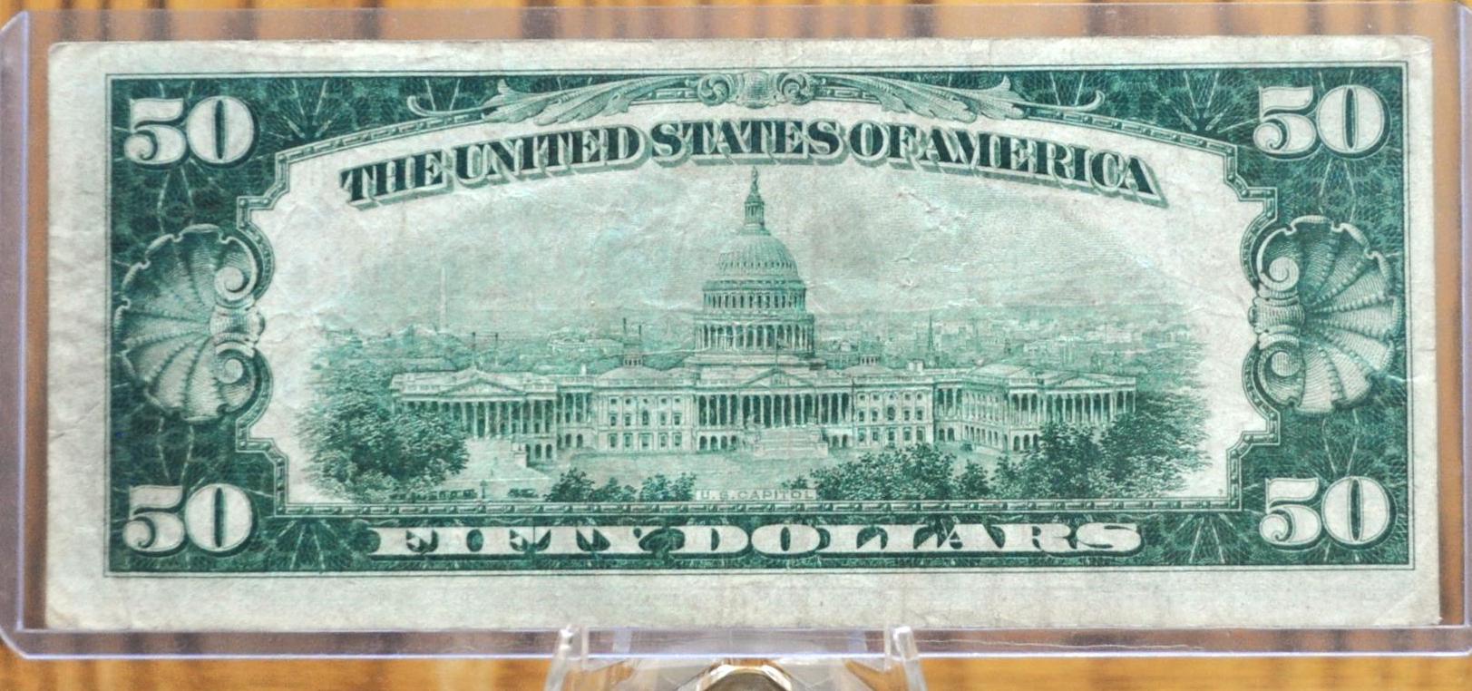 1928 Federal Reserve 50 Dollar Note - Extremely Fine (XF) - Choice of Bank - 1928 Fifty Dollar Federal Reserve Numeral Note - Fr.2100