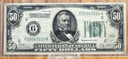 1928 Federal Reserve 50 Dollar Note - Extremely Fine (XF) - Choice of Bank - 1928 Fifty Dollar Federal Reserve Numeral Note - Fr.2100