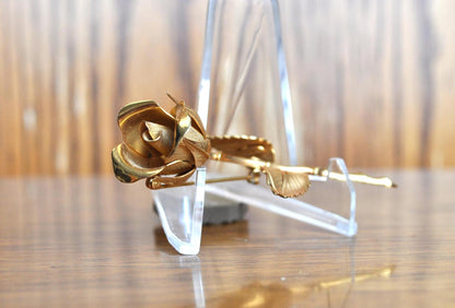 Beautiful 1960s Giovanni Long Stem Love Rose Flower Brooch Pin! - Vintage Giovanni Rose Brooch - Lovely Piece, Giovanni Jewelry
