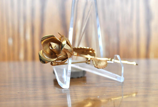 Beautiful 1960s Giovanni Long Stem Love Rose Flower Brooch Pin! - Vintage Giovanni Rose Brooch - Lovely Piece, Giovanni Jewelry