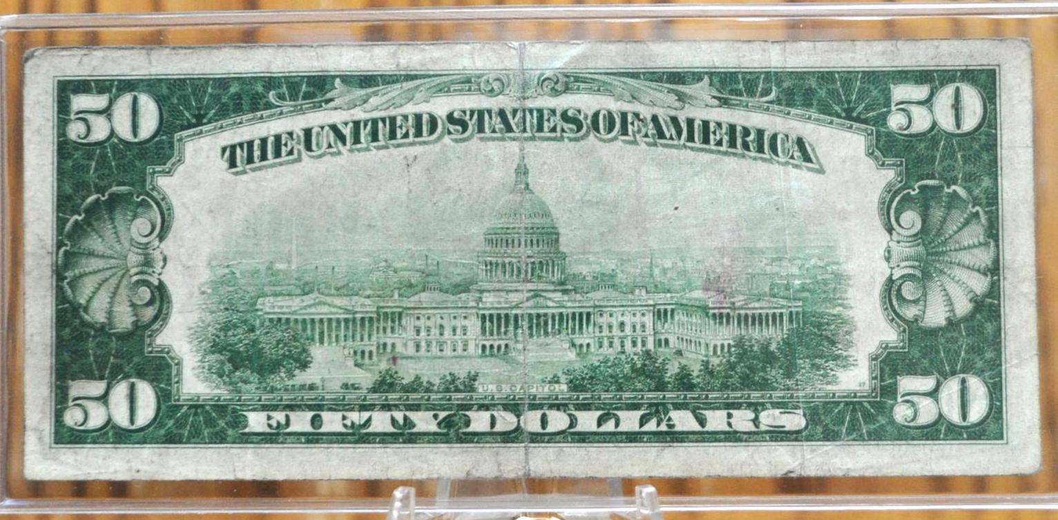 1928A Federal Reserve 50 Dollar Note - Very Fine (VF) - New York (B) Issue - DGS - 1928 A Fifty Dollar Federal Reserve NY Note - Fr.2101-B