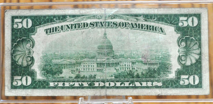 1928A Federal Reserve 50 Dollar Note - Very Fine (VF) - New York (B) Issue - DGS - 1928 A Fifty Dollar Federal Reserve NY Note - Fr.2101-B