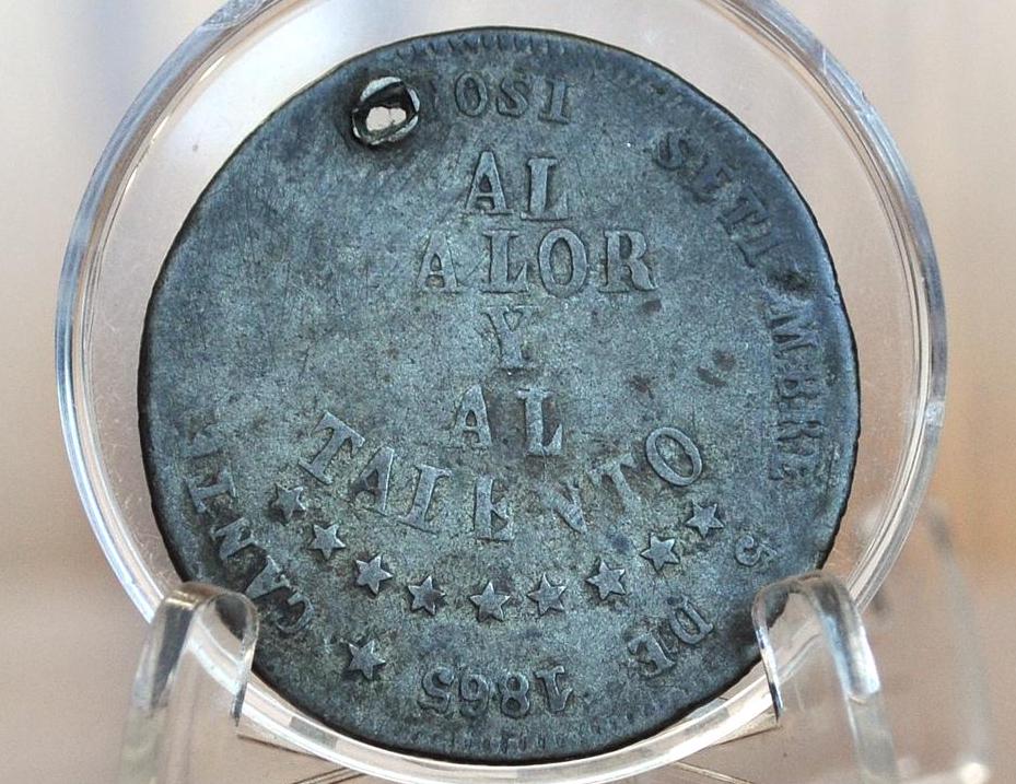 1865 Republic of Bolivia 1/2 Melgarejo/8 Soles Silver - Independent Bolivia Coin - 1865 Coin - F DMG -