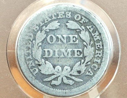 1859 Seated Dime - AG/G (About Good) - 1859 Seated Liberty Dime - Early American Coin - 1859 Silver Dime Liberty Seated 1859, Better Date!