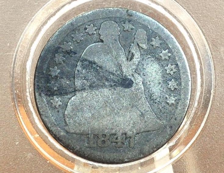 1847 Seated Liberty Silver Dime - Good Condition - Early American Coin - 1847 Silver Dime Liberty Seated