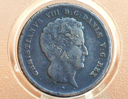 1842 Denmark 1 Rigsbankskilling - 1 R.B.S. - Christian VIII Coin - Great Condition - Altona Mint -