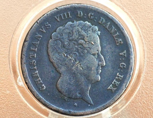 1842 Denmark 1 Rigsbankskilling - 1 R.B.S. - Christian VIII Coin - Great Condition - Altona Mint -