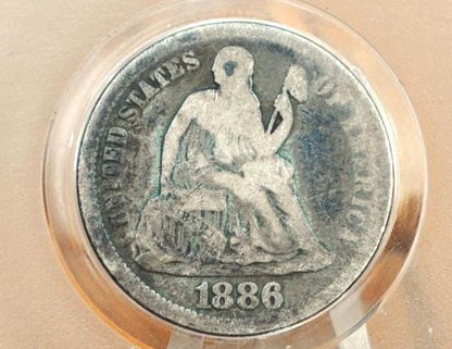 1886 Seated Liberty Dime - VG (Very Good) - 1886 Silver Dime / 1886 Liberty Seated Dime US 1 Dime From 1886