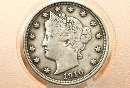 1910 V Nickel - 1910 Liberty Head Nickel - VG-VF (Very Good to Very Fine) Choose by Grade - Liberty Nickel - Collectible, Great for Jewelry