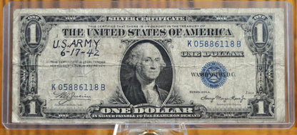 1942 Short Snorter Signed 1935-A Silver Certificate Note - 6.17.42, U.S. Signal Corps, Fort Monmouth - WW2 Short Snorter Silver Certificate