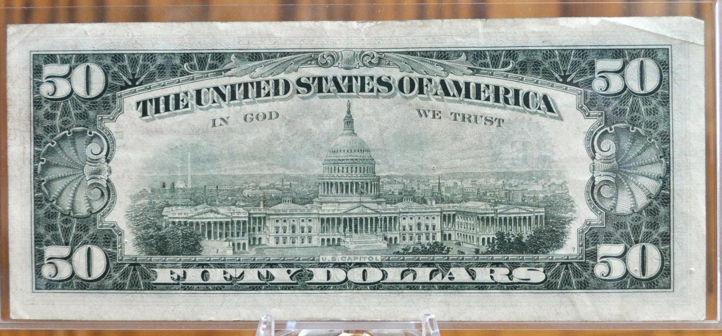 1963-A 50 Dollar Star Replacement Note - Richmond VA (E) Star Note - Dark Green Seal - 1963A Fifty Dollar Federal Reserve Note - Fr#2113-E*